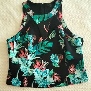 GUESS floral print racer back crop top in XL